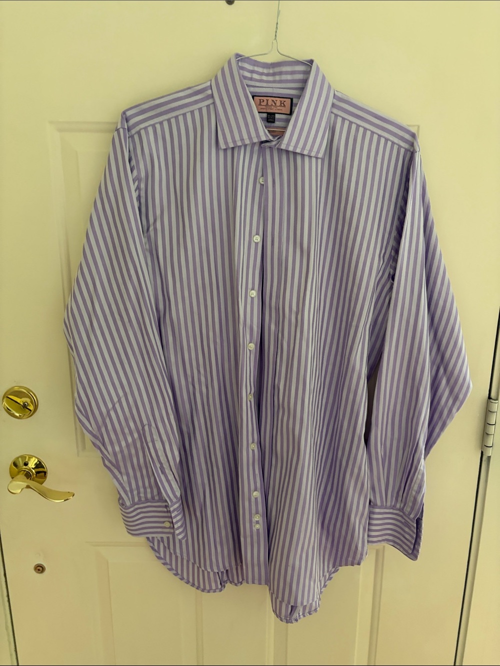 PINK Victoria's Secret Lavender and White Striped Men's Dress Shirt